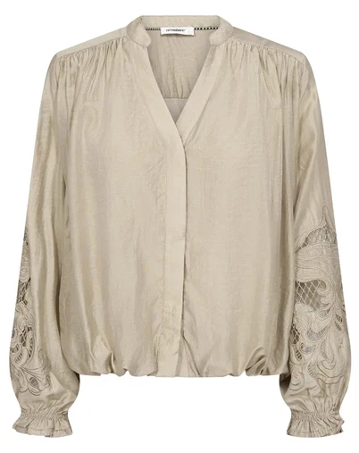 Co'Couture - DelinCC Balloon Emb Bluse - Mink